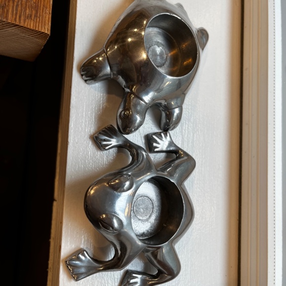 Restoration Hardware Frog & Turtle Aluminum Chrome Tea Light Candle Holders - Picture 5 of 7